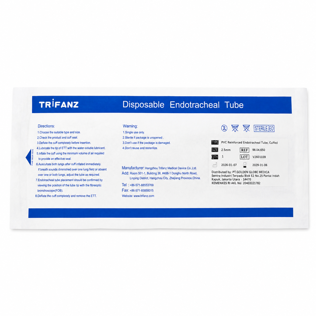 TRIFANZ - PVC Reinforced Endotracheal Tube (Cuffed) + Stylet (1box isi 10pcs) - Image 5