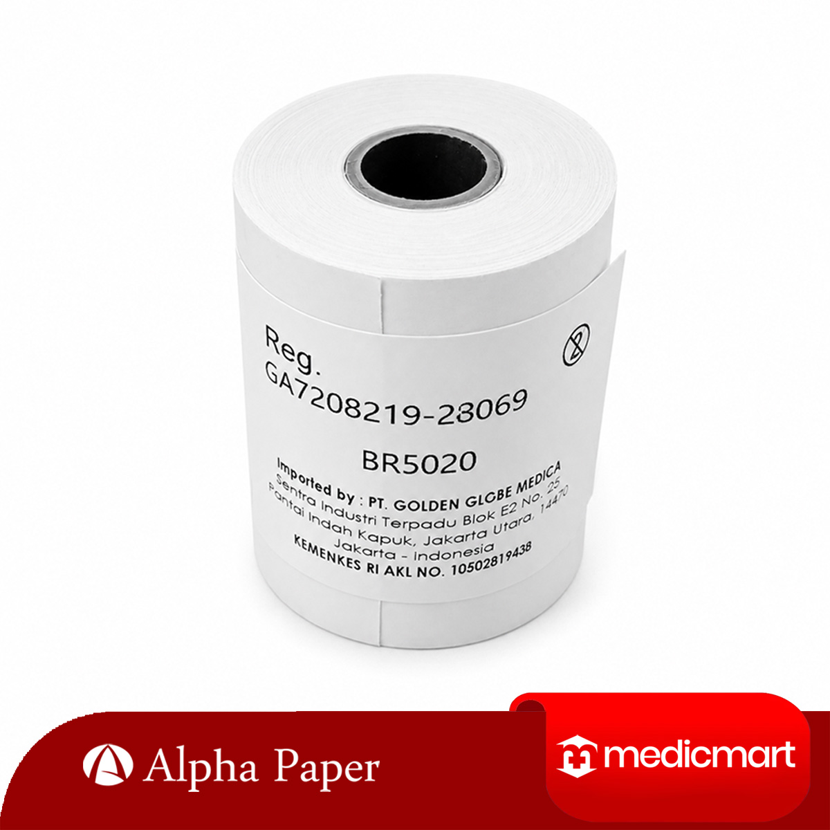 Thermal Alpha Paper | Blank Roll 50mm x 20m x 13mm | Kertas EKG/ECG - Image 1